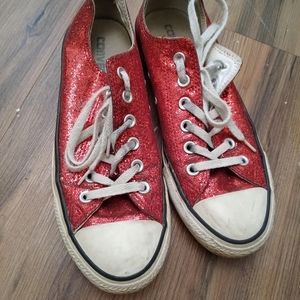 Red glitter converse